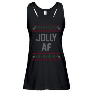 Funny Jolly AF Ugly Christmas Sweater Style Ladies Essential Flowy Tank