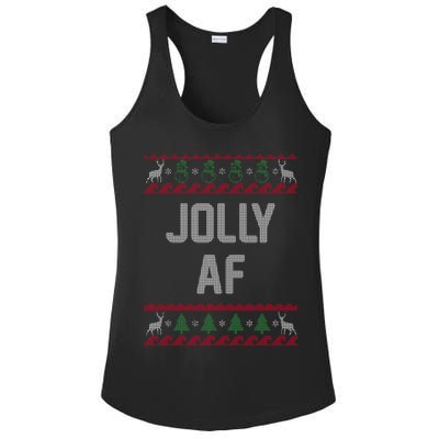 Funny Jolly AF Ugly Christmas Sweater Style Ladies PosiCharge Competitor Racerback Tank