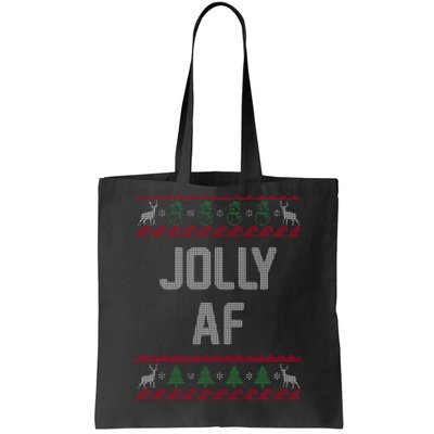 Funny Jolly AF Ugly Christmas Sweater Style Tote Bag