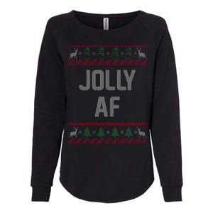 Funny Jolly AF Ugly Christmas Sweater Style Womens California Wash Sweatshirt