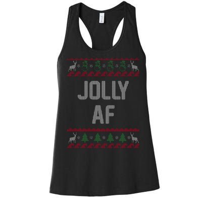 Funny Jolly AF Ugly Christmas Sweater Style Women's Racerback Tank