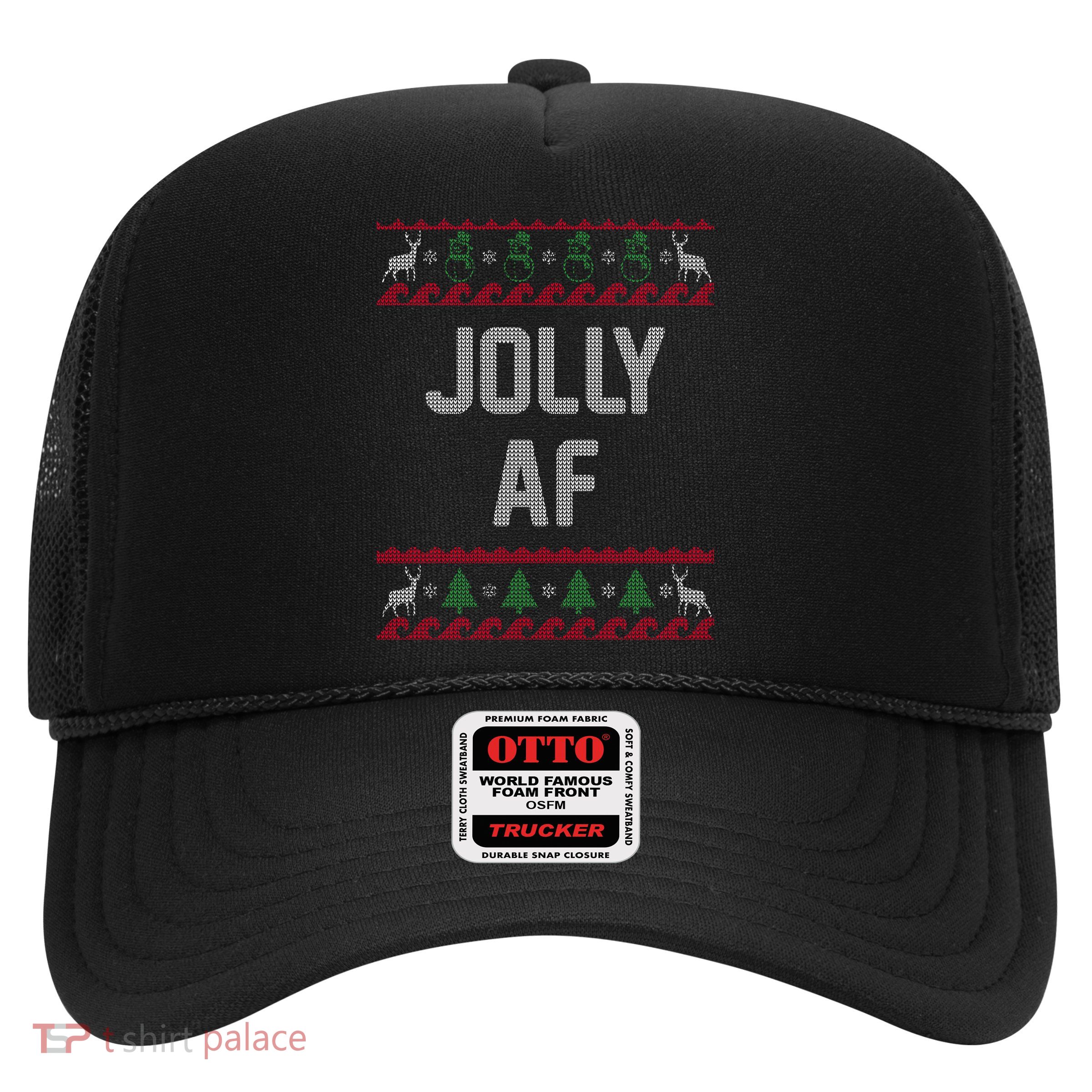 Funny Jolly AF Ugly Christmas Sweater Style Trucker Hat
