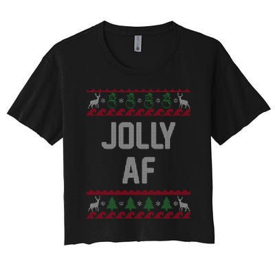 Funny Jolly AF Ugly Christmas Sweater Style Crop Top