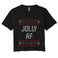 Funny Jolly AF Ugly Christmas Sweater Style Women's Crop Top Tee