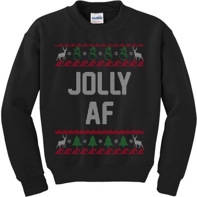 Funny Jolly AF Ugly Christmas Sweater Style Kids Sweatshirt