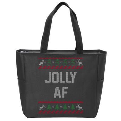 Funny Jolly AF Ugly Christmas Sweater Style Zip Tote Bag