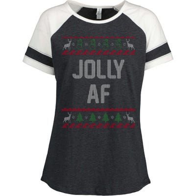 Funny Jolly AF Ugly Christmas Sweater Style Enza Ladies Jersey Colorblock Tee