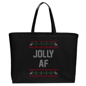 Funny Jolly AF Ugly Christmas Sweater Style Cotton Canvas Jumbo Tote