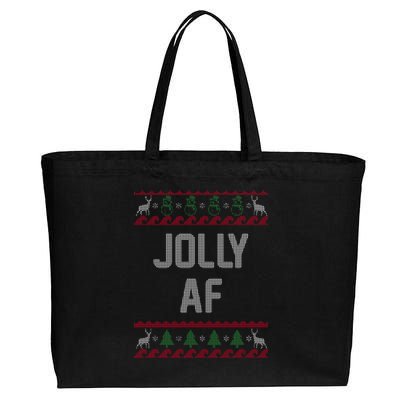 Funny Jolly AF Ugly Christmas Sweater Style Cotton Canvas Jumbo Tote