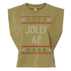 Funny Jolly AF Ugly Christmas Sweater Style Garment-Dyed Women's Muscle Tee