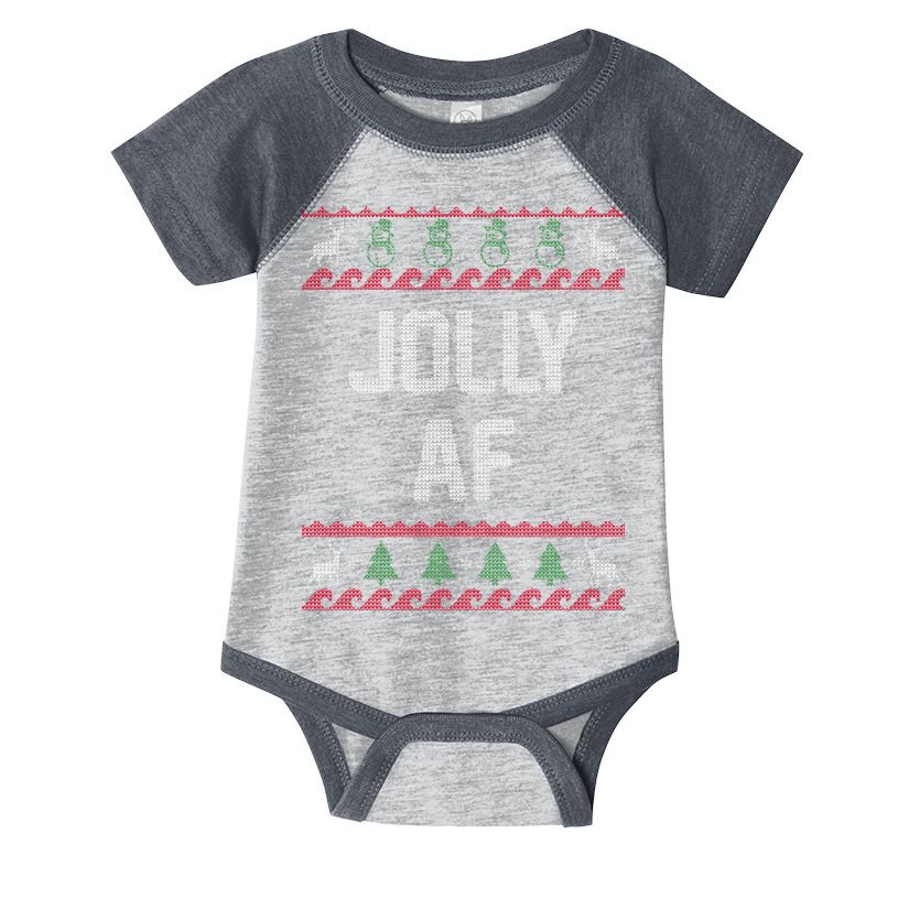 Funny Jolly AF Ugly Christmas Sweater Style Infant Baby Jersey Bodysuit