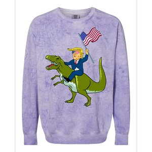 Funny July 4th Donald Trump T-Rex Colorblast Crewneck Sweatshirt