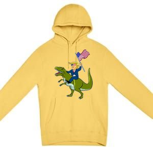 Funny July 4th Donald Trump T-Rex Premium Pullover Hoodie