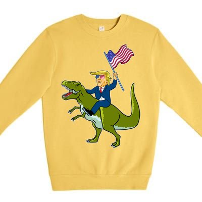 Funny July 4th Donald Trump T-Rex Premium Crewneck Sweatshirt