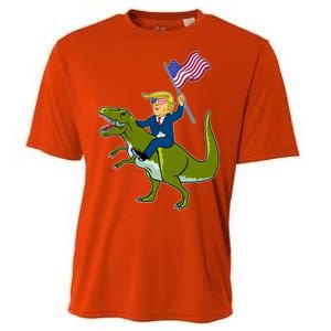 Funny July 4th Donald Trump T-Rex Cooling Performance Crew T-Shirt