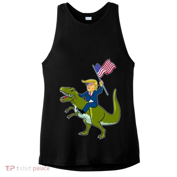 Funny July 4th Donald Trump T-Rex Ladies PosiCharge Tri-Blend Wicking Tank