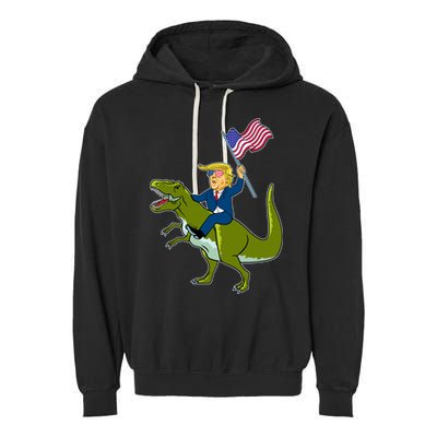 Funny July 4th Donald Trump T-Rex Garment-Dyed Fleece Hoodie