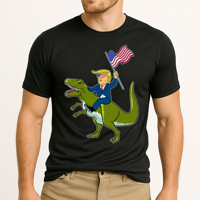 Funny July 4th Donald Trump T-Rex Cooling Performance Crew T-Shirt