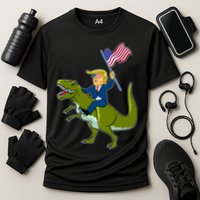 Funny July 4th Donald Trump T-Rex Cooling Performance Crew T-Shirt