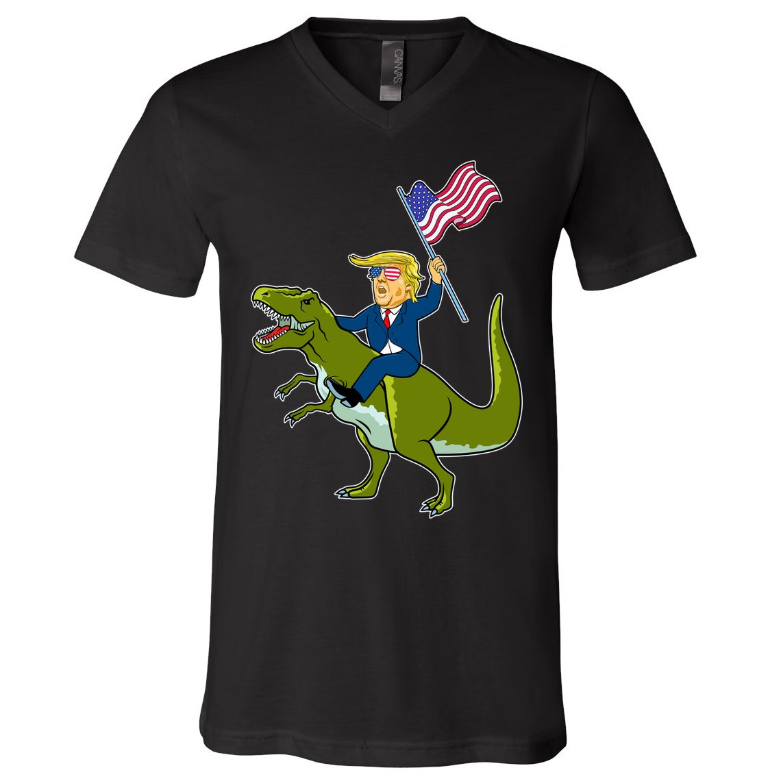 Funny July 4th Donald Trump T-Rex V-Neck T-Shirt