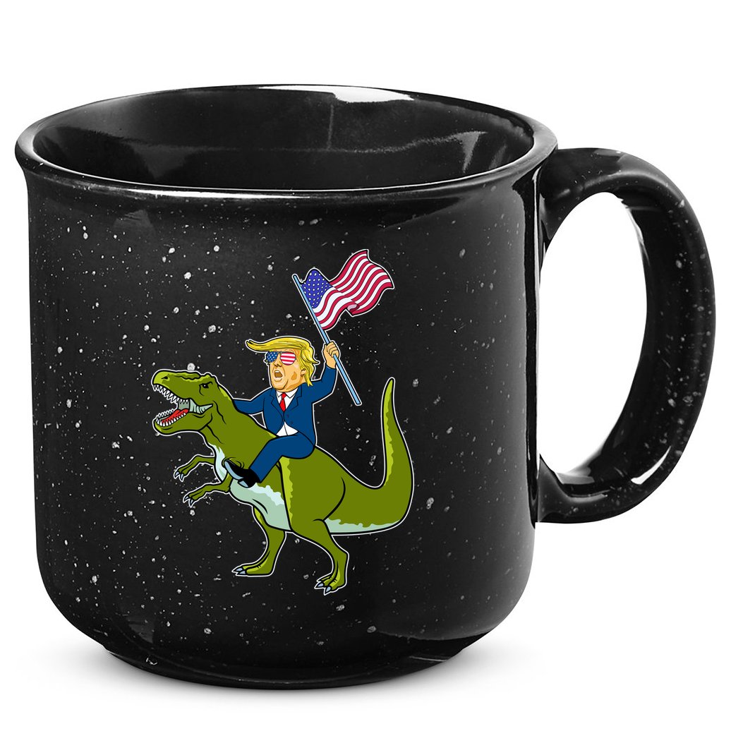 Funny July 4th Donald Trump T-Rex 15oz Campfire Ceramic Mug