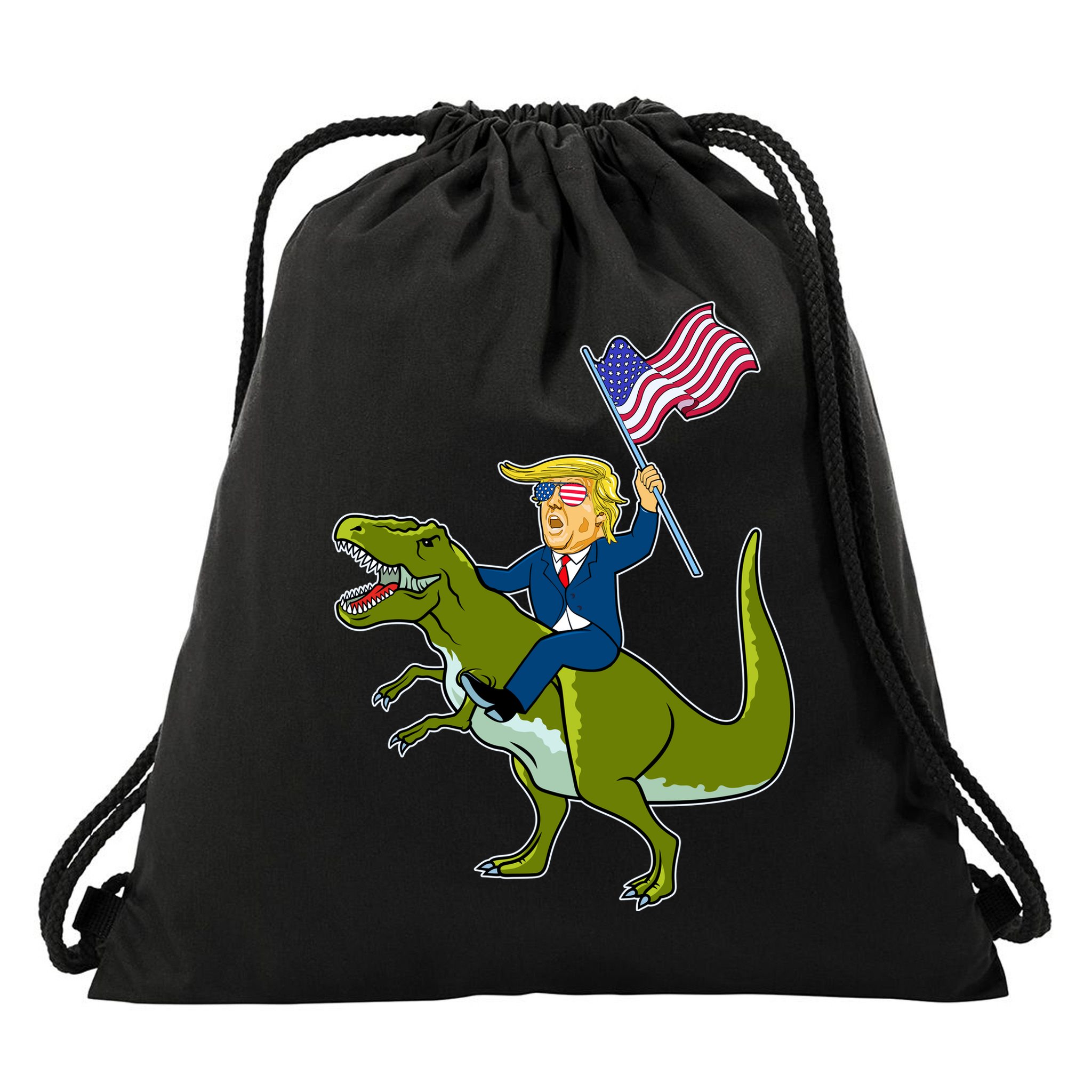 Funny July 4th Donald Trump T-Rex Drawstring Bag