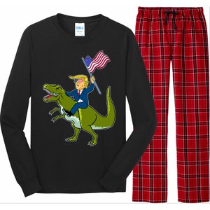 Funny July 4th Donald Trump T-Rex Long Sleeve Pajama Set