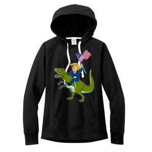 Funny July 4th Donald Trump T-Rex Women's Fleece Hoodie