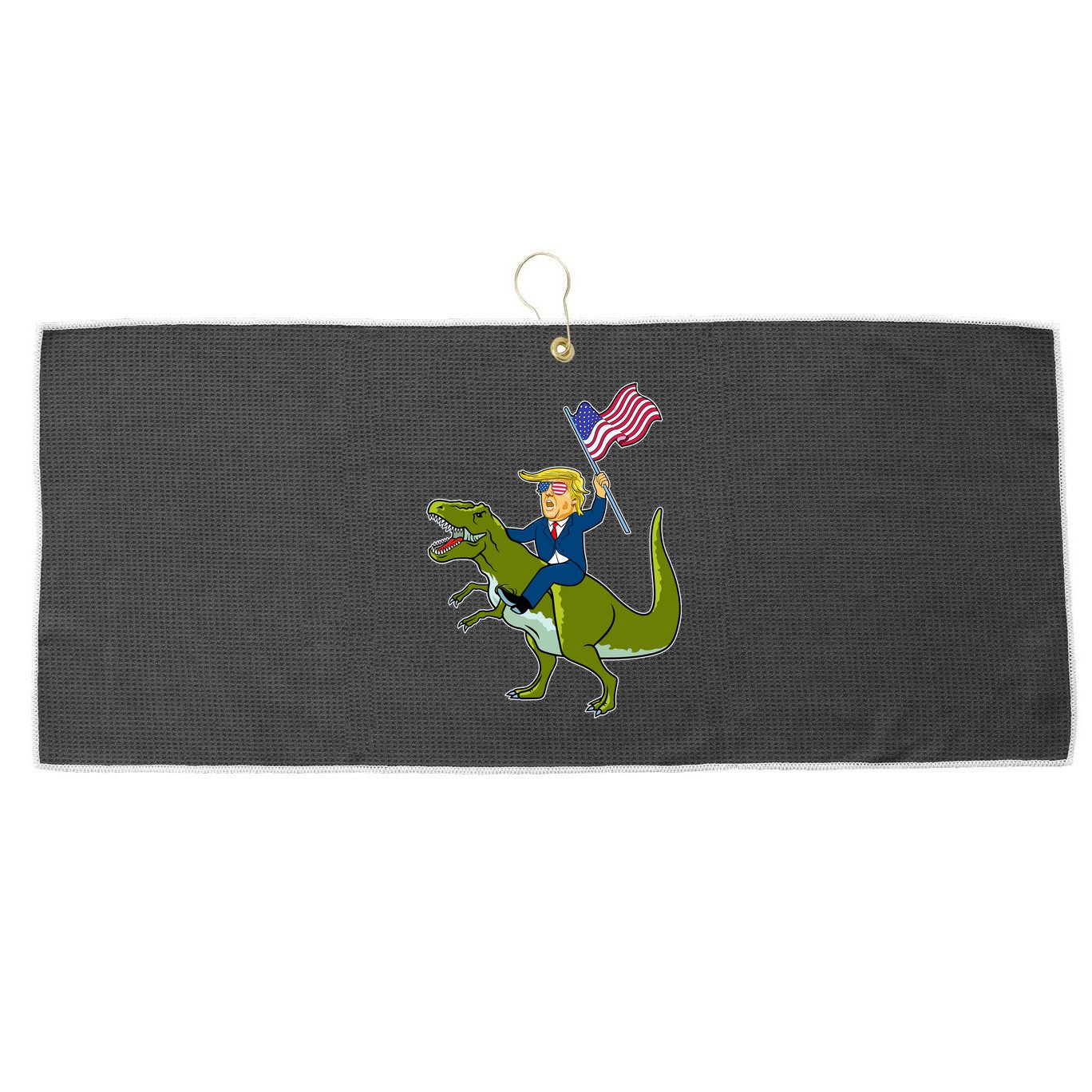 Funny July 4th Donald Trump T-Rex Large Microfiber Waffle Golf Towel