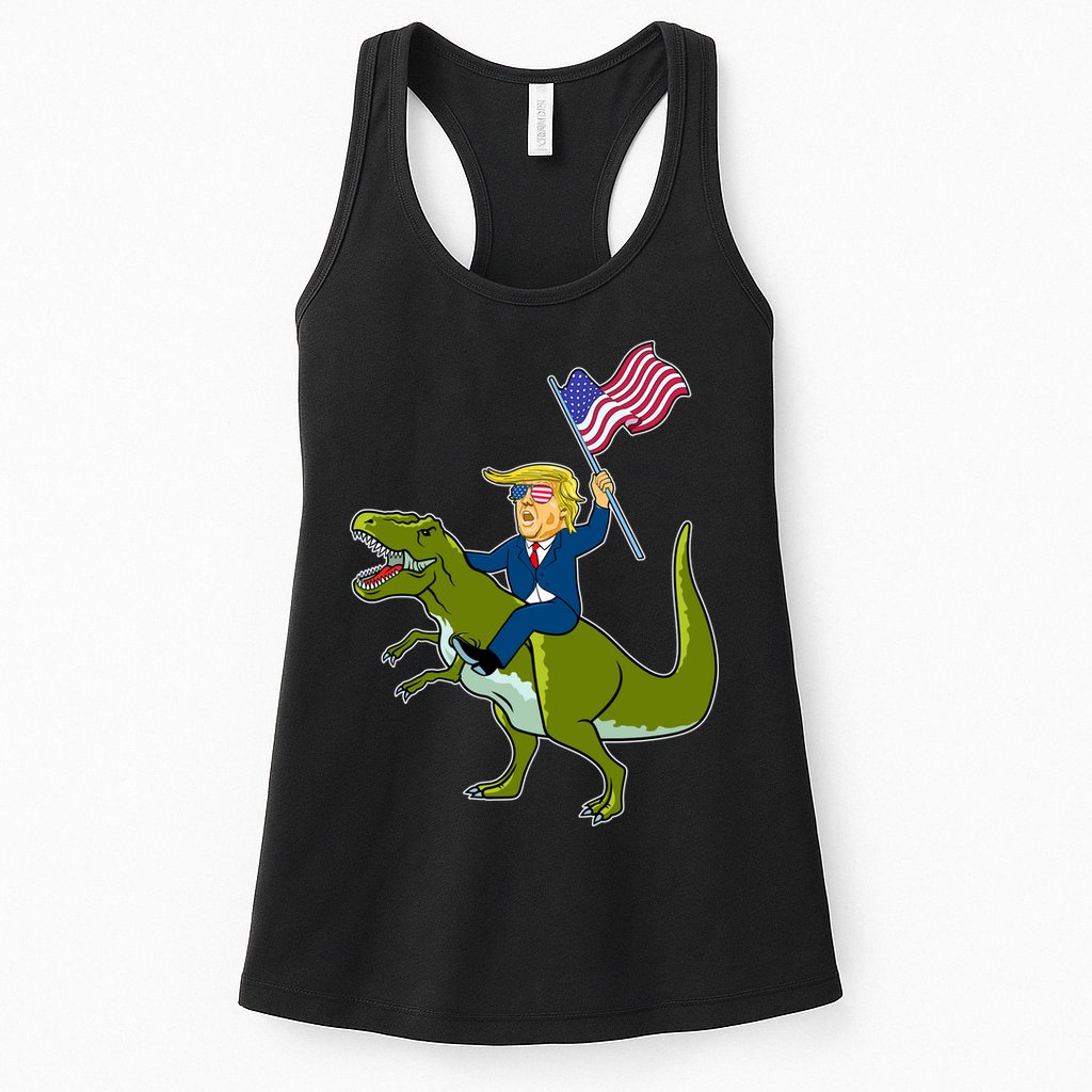 Funny July 4th Donald Trump T-Rex Womens Tank Top