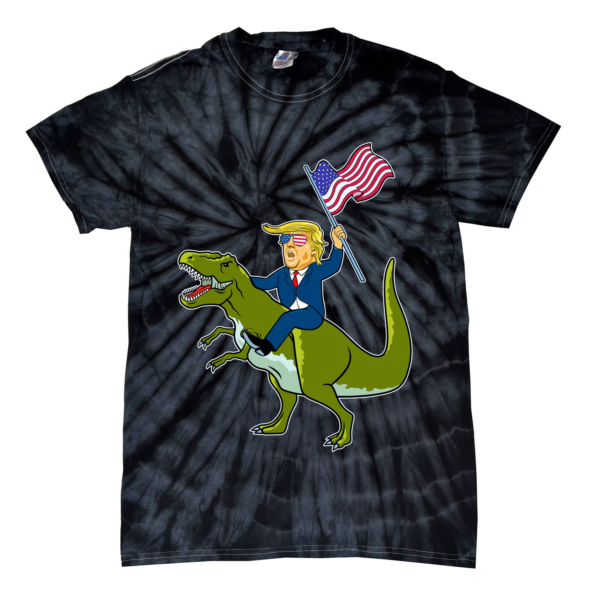 Funny July 4th Donald Trump T-Rex Tie-Dye T-Shirt