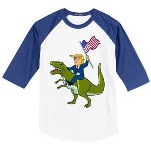 Funny July 4th Donald Trump T-Rex Baseball Sleeve Shirt