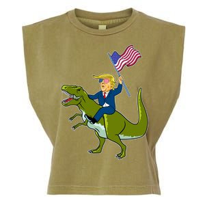 Funny July 4th Donald Trump T-Rex Garment-Dyed Women's Muscle Tee