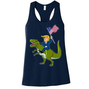 Funny July 4th Donald Trump T-Rex Women's Racerback Tank