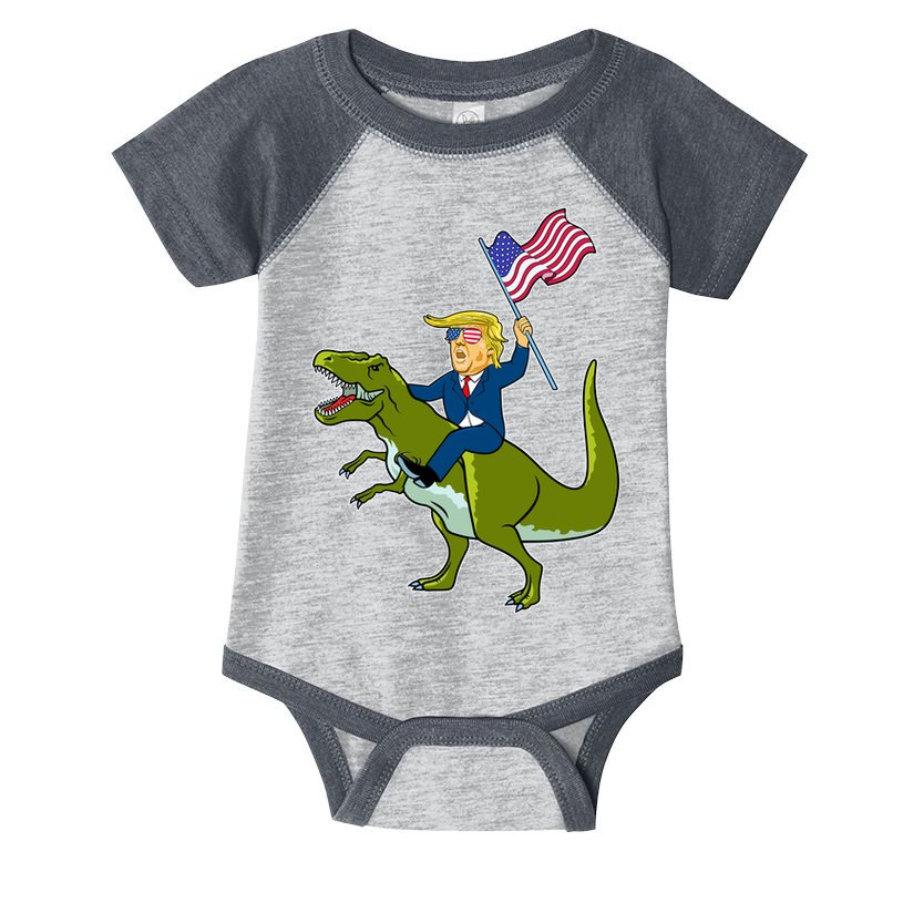 Funny July 4th Donald Trump T-Rex Infant Baby Jersey Bodysuit
