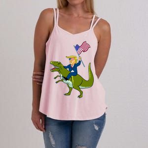 Funny July 4th Donald Trump T-Rex Women's Strappy Tank