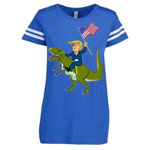 Funny July 4th Donald Trump T-Rex Enza Ladies Jersey Football T-Shirt