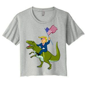 Funny July 4th Donald Trump T-Rex Women's Crop Top Tee