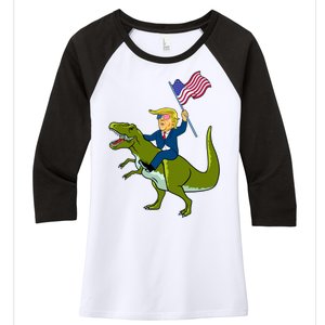 Funny July 4th Donald Trump T-Rex Women's Tri-Blend 3/4-Sleeve Raglan Shirt