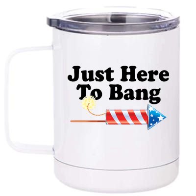 Funny July 4th Just Here To Bang 12 oz Stainless Steel Tumbler Cup