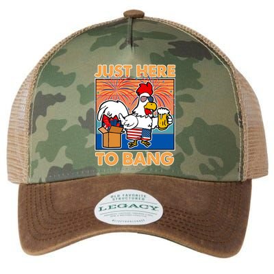 Funny Just Here To Bang Fireworks Beer Chicken Legacy Tie Dye Trucker Hat