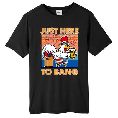 Funny Just Here To Bang Fireworks Beer Chicken Tall Fusion ChromaSoft Performance T-Shirt