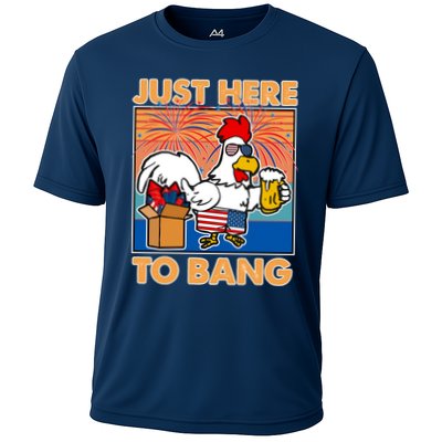 Funny Just Here To Bang Fireworks Beer Chicken Performance Shirt