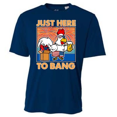 Funny Just Here To Bang Fireworks Beer Chicken Cooling Performance Crew T-Shirt