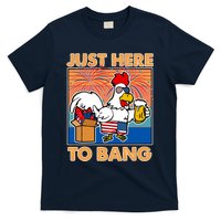 Funny Just Here To Bang Fireworks Beer Chicken T-Shirt