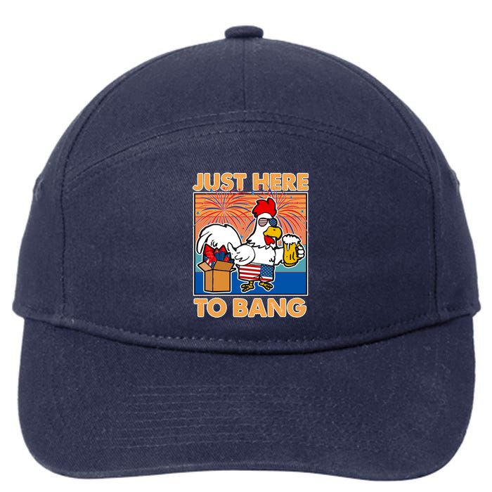 Funny Just Here To Bang Fireworks Beer Chicken 7-Panel Snapback Hat