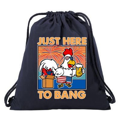 Funny Just Here To Bang Fireworks Beer Chicken Drawstring Bag