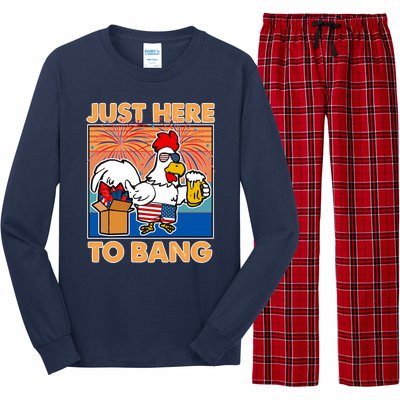 Funny Just Here To Bang Fireworks Beer Chicken Long Sleeve Pajama Set