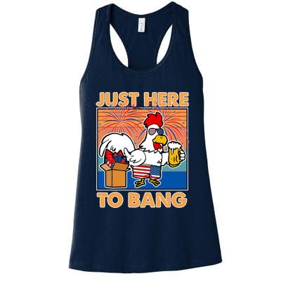 Funny Just Here To Bang Fireworks Beer Chicken Womens Tank Top