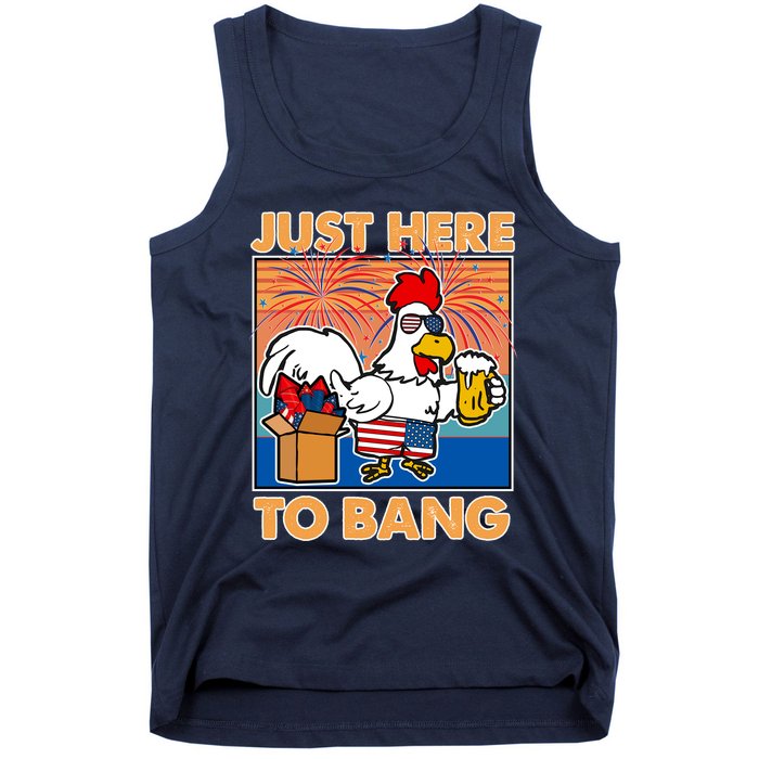 Funny Just Here To Bang Fireworks Beer Chicken Tank Top